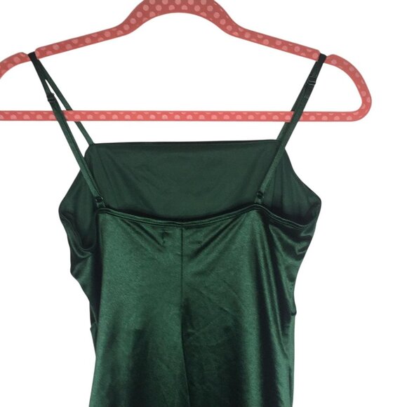 Holiday Fairy Dress Christmas Women Medium Green Satin Ruched Bodycon Mini Party - Picture 12 of 16